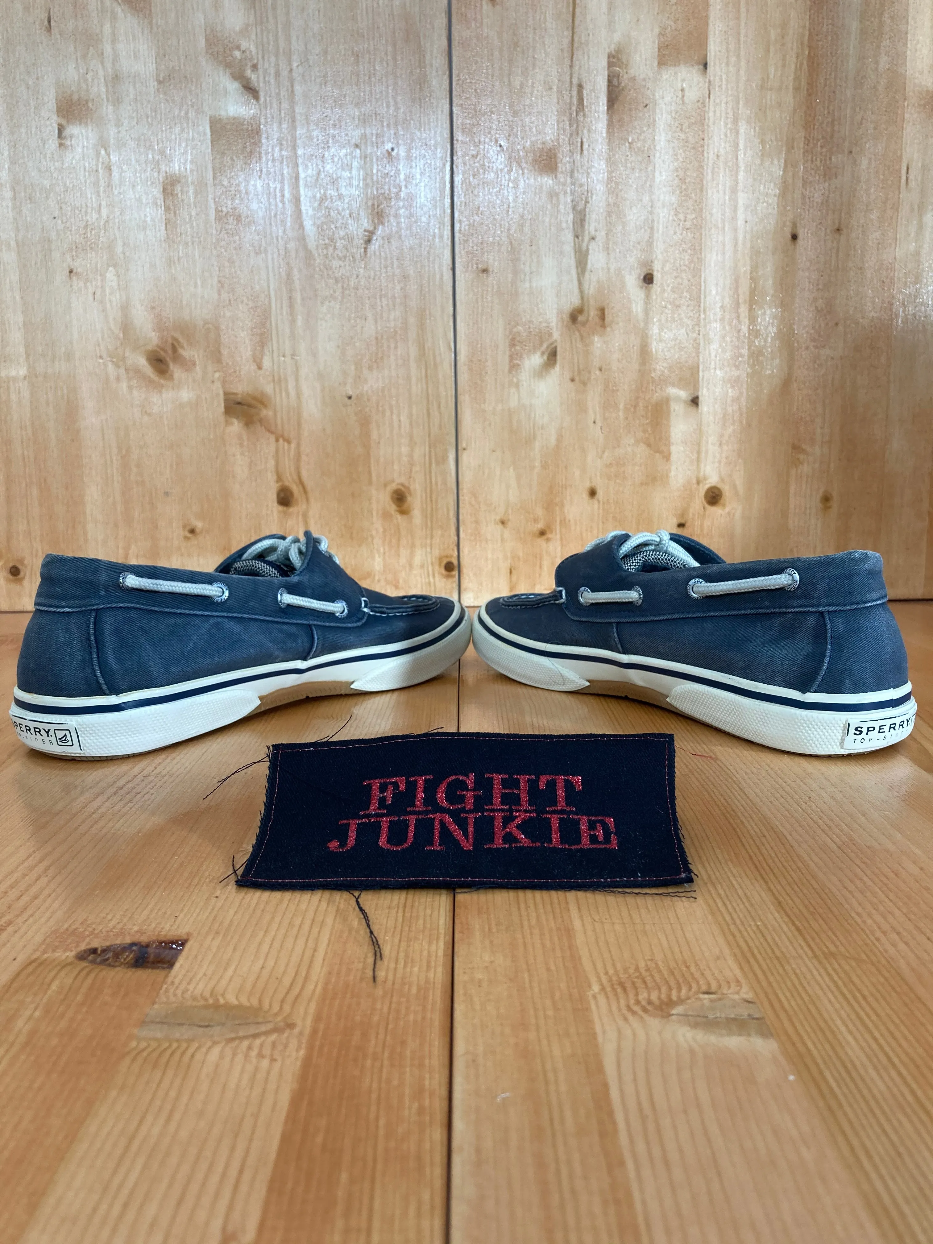 SPERRY HALYARD 2 EYE Men's Size 9 Slip On Canvas Boat Loafers Shoes Sneakers Blue